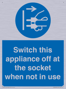Switch this appliance off at the socket when not in use